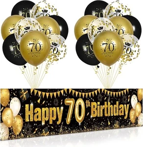 70th Birthday Decorations for Men Women Black and Gold Black Gold Birthday Ya... - Picture 1 of 7