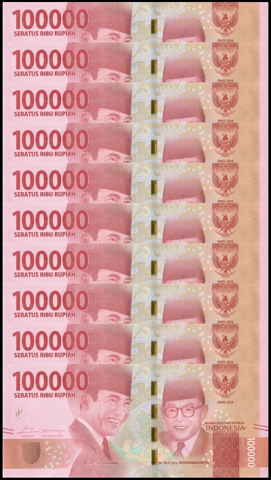Indonesia 100000 Rupiah, 2018, P-160c.1z, UNC, Replacement X 10 PCS - Image 1 of 2