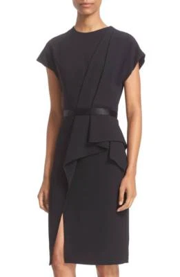 Vestido ALEXANDER WANG Negro Plisado Peplum Drape Elastizado Crepé Cóctel LBD 2 XS Foto 1 de 4