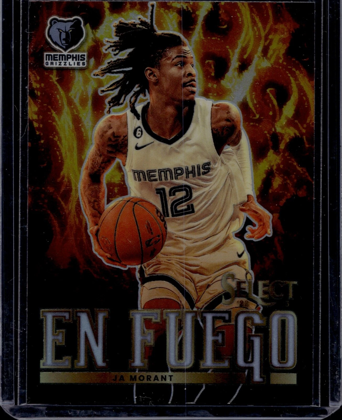 2022-23 Select Basketball Ja Morant GRIZZLIES #9 En Fuego Silver Prizm SP