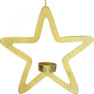Deko Stern Teelichthalter Metall zum Hängen Golden 24cm Weihnachtsdeko - Bild 1 von 3