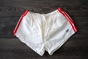 ADIDAS MADE IN WEST GERMANY SHORTS ORIGINALS VINTAGE RETRO NYLON WHITE SIZE D6 M - Picture 1 of 13