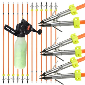 6/12pcs 30'' Bowfishing Solid Fishing Arrowheads Fiberglass Bow Archery Hunting - Bild 1 von 17