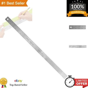 24" Stainless Steel Ruler - Zero Centering Scale - Non-Slip Cork Base - Chrome - Picture 1 of 6