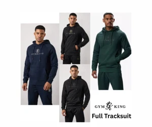 Gym King Mens Pro Logo Full Tracksuit Designer Hoodie Sweatshirt Joggers Bottom - Picture 1 of 43
