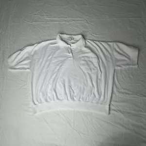 Westbound White Crop Waist Banded Polo Shirt Womens Size 2X (Fits Oversized XL) - Picture 1 of 10