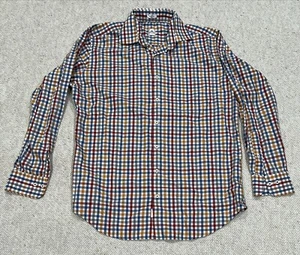 Peter Millar Mens Shirt LARGE Long Sleeve Plaid 100% Cotton Check Red Yellow - Picture 1 of 8