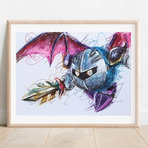 Meta Knight Ballpoint Pen Print, Kirby Art poster - Picture 1 of 3