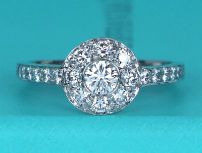 $5,400 Tiffany & Co Platinum Diamond Circlet Bezel Halo Engagement Ring Band 5.5 - Image 1 of 4