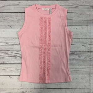 Clothes womens Pink Tank Ruffle Front size Medium - Picture 1 of 5