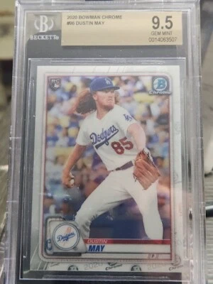 2020 Bowman Chrome Dustin May RC BGS GEM MINT 9.5 LA Dodgers  - Image 1 of 2
