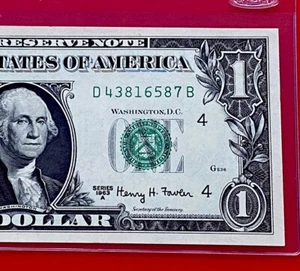 1963 A $1 DOLLAR BILL ( CLEVELAND D ) UNCIRCULATED - Picture 1 of 3