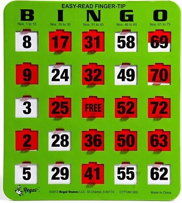 Shutter Slide Bingo Cards Only - 8” x 9” - 5-Ply Green Cardstock - Easy to read - Image 1 of 4