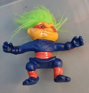 Battle Troll Nunchuck Ninja 5" battle 1992 Blue Green Hair Good Cond - Picture 1 of 4