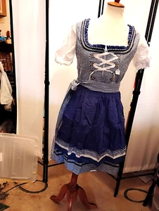 US Sz 8.Women Germany,German,Trachten,Oktoberfest,Dirndl Dress,3-pc.Blues - Picture 1 of 9