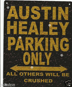 Austin Healey  rustic parking metal wall sign 6x8in garage workshop outdoor car