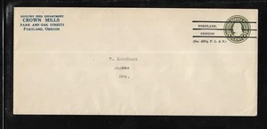 US Precancel Envelope: OR Portland 1b1 A 21 26 gebraucht (Crown Mills Geflügelfutter) - Bild 1 von 1