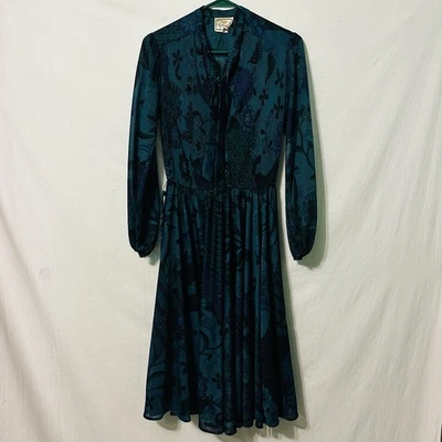 Vestido TRANSPARENTE Vintage Rothschild para Rosani San Francisco Multicolor Estampado Floral  Foto 1 de 4