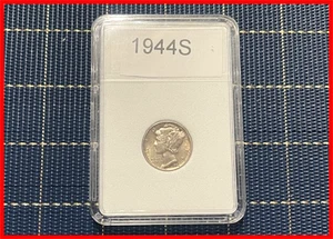 1944-S Mercury Silver Dime 10 Cent - Split Bands - Great BU Coin - Set Break - Picture 1 of 5