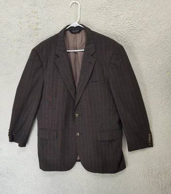 Jos A Bank Men Jacket R44 Brown Striped 100% Wool Single Breasted Classic Blazer - Image 1 of 4