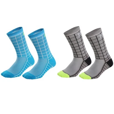 2Pairs Cycling Socks Riding Bicycle Bike Sports Ankle Socks XC MTB BMX Grey Blue - Image 1 of 4