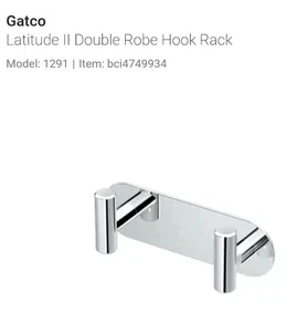 Gatco 1291 Modern Dekor Wandhaken Garderobe Hut Handtuch Doppelhaken Chrom Latitude II - Bild 1 von 4