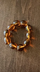 FOSSIL INSECTS Genuine BALTIC AMBER Large Stretch UNISEX Bracelet 49g - Picture 1 of 13