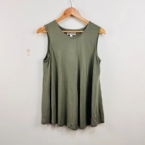 Country Road Blouse Tank Top Olive Army Green Draped Ruffle Detail Back L - Picture 1 of 18