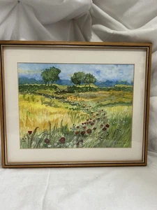 Vintage Framed Painting Of Poppie Signed & Framed, Meadow Flowers 15.5” X 13” - Picture 1 of 9