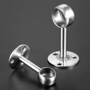 1pc Silver Wardrobe Rail Hanging Fitting Rod Socket Centre End Support Bracket - Picture 1 of 12