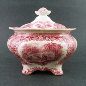 Camel & Rider w/Spear - SAUCE Tureen /Sugar - antique Staffordshire Transferware - Picture 1 of 18