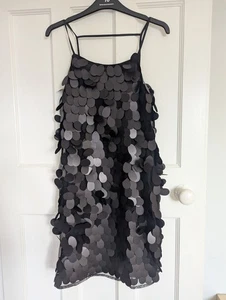 Topshop big sequin mini slip dress black size 6 BNWT - Picture 1 of 5