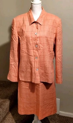 Liz Claiborne сельский житель юбка костюм размер 16 персиковый льняной смеси длинным рукавом  - Изображение 1 из 4