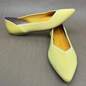 Rothy's The Point Knit Pointed Toe Womens Slip On Flats Yellow Insoles Size 10.5 - Picture 1 of 20