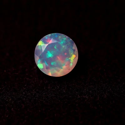 6 MM Round Cut Natural AAA Green Yellow Fire Faceted Ethiopian Opal Gemstone - Image 1 of 4