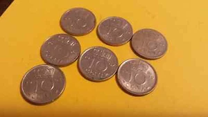 7 single pieces of coins - 10 cent, Netherlands, Juliana, Cent, from 1958, bronz - Picture 1 of 4