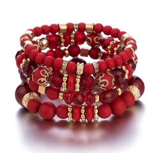 Stack Layering Beads Wrap Bracelet W/ Charms Bohemian Stretch Multi-Color Unisex - Picture 1 of 15