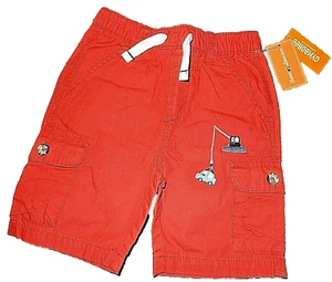 8F !WOW! NWT 2T Gymboree Travel Adventure Boys Red Embroidered Cars Cargo Shorts - Picture 1 of 4