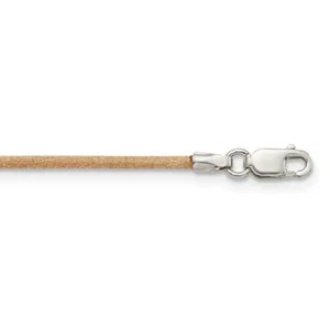 Sterling Silver 18inch 1.5mm Natural Leather Cord Necklace 18" - Picture 1 of 2
