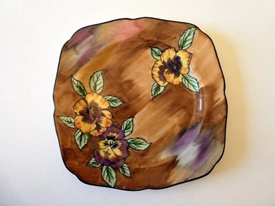 Vintage H & K Tunstall Hand Painted Viola Cake Plate 9.75in dia. Exc. Cond. - Image 1 of 4