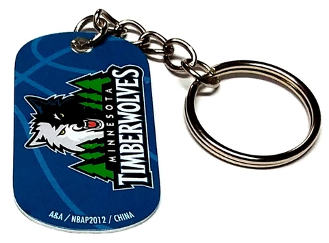 MINNESOTA TIMBERWOLVES 1.5 LONG METAL KEYCHAIN LICENSED NBA BASKETBALL ORNAMENT Cover