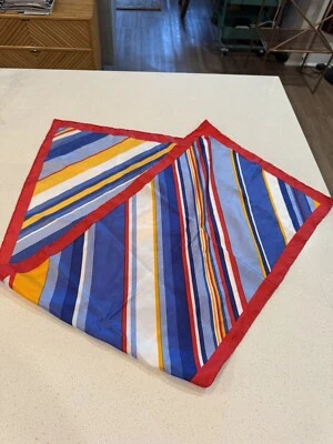 Bufanda vintage Glentex años 70 multicolor estampado a rayas dobladillo enrollado 14 x 43 Foto 1 de 4