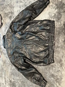 LEATHER & SOUL Patchwork Leather Flight Bomber Jacket Vtg Black Mens Size XL - Picture 1 of 6