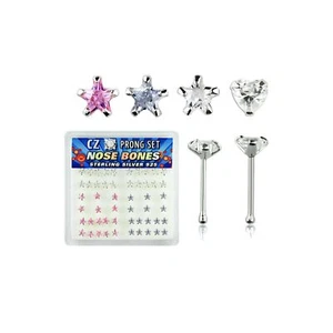 Nasenpiercing,Nasenstecker,Nasenring,Nasenschmuck,925 Silber,Stern,Herz n12 - Picture 1 of 5