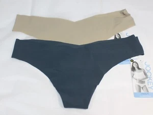 NWT set of 2 JOCKEY CHEEKY FIT Microfiber stretch THONG BEIGE BLUE 2061 M - Picture 1 of 5