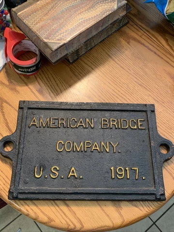American Bridge Company Advertising Sign USA 1917 Cast-Iron Antique Pennsylvania Cover