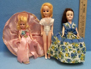 Hard Plastic Fashion Girl Dolls With Moving Eyes Flower Girl Vintage Lot of 3 - Picture 1 of 6