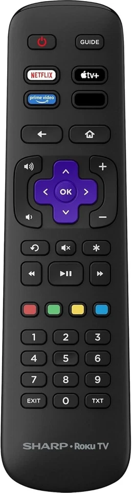 Original Sharp Roku TV Remote Control Netflix/Disney+/Apple TV+ / Waipu.TV - Image 1 of 2