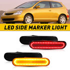 Smoke Front Amber Rear Red LED Side Marker Lamp For 02-05 Honda Civic Si EP3 3DR