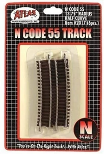 Atlas 2017 N Scale Code 55 1/2 13.75" Radius Curved Track 6 pk New Free Shiping - Picture 1 of 1